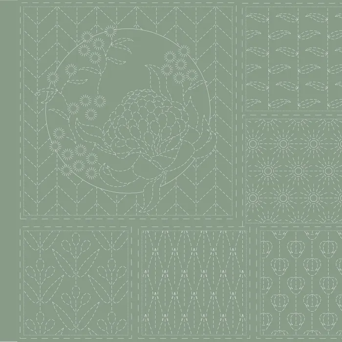 Devonstone - Australian Botanical Sashiko kit in eucalyptus