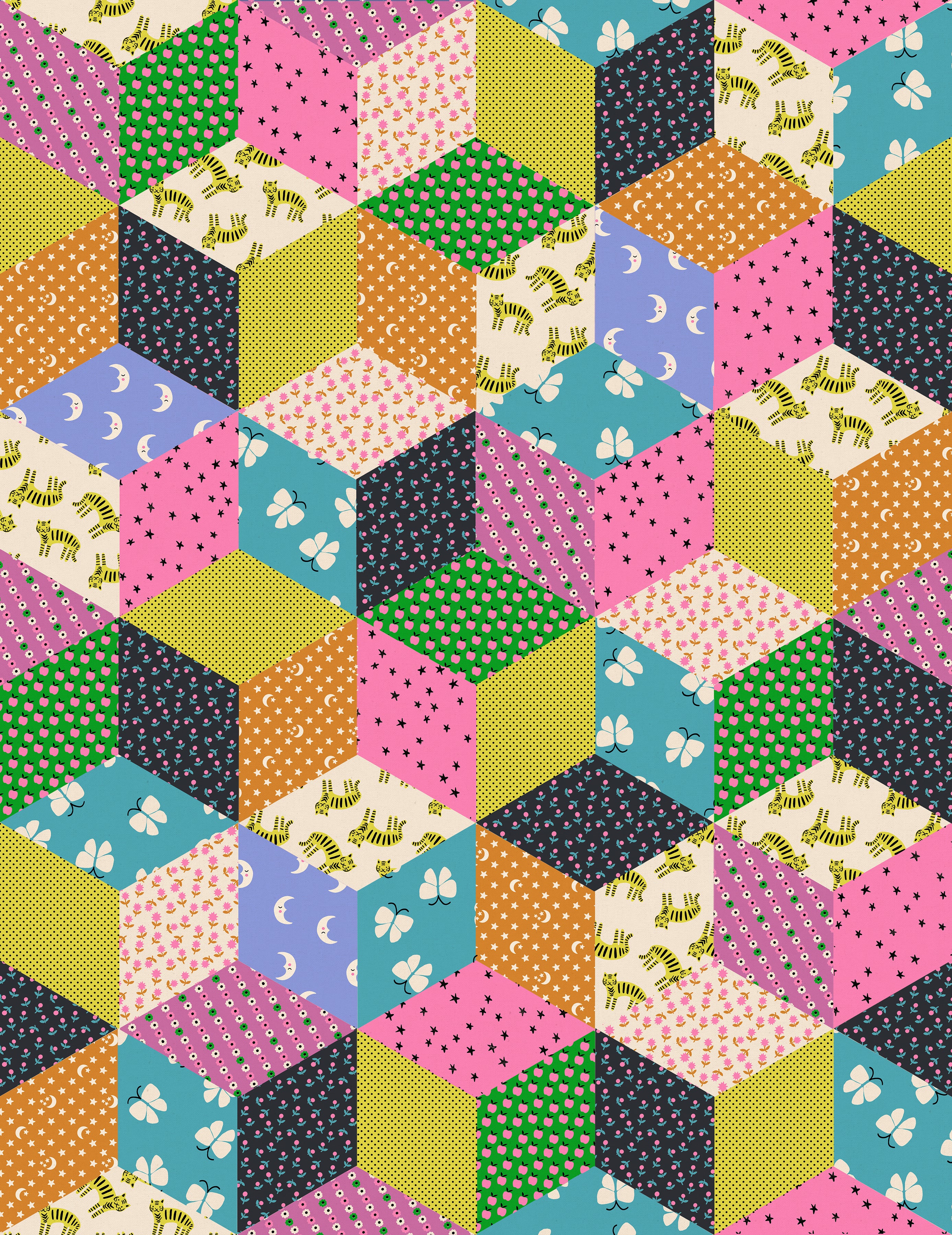 Ooh Lucky Lucky - Canvas Tumbling Blocks - Caramel